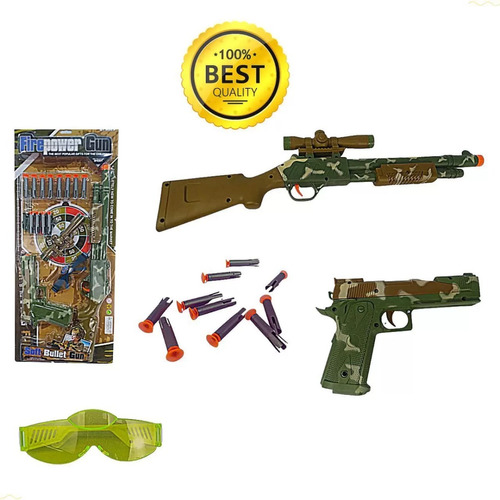 Arma Brinquedo Escopeta + Pistola Lança Dardos Nerf Grande